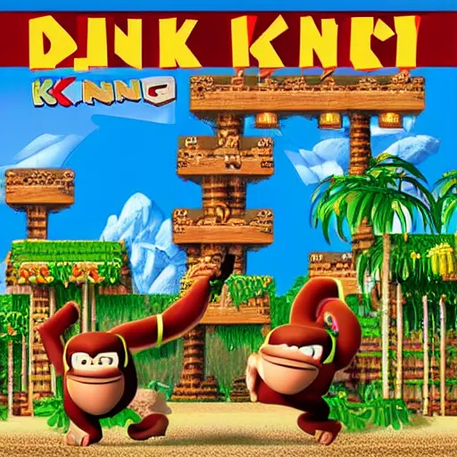 Prompt: donkey kong cover art