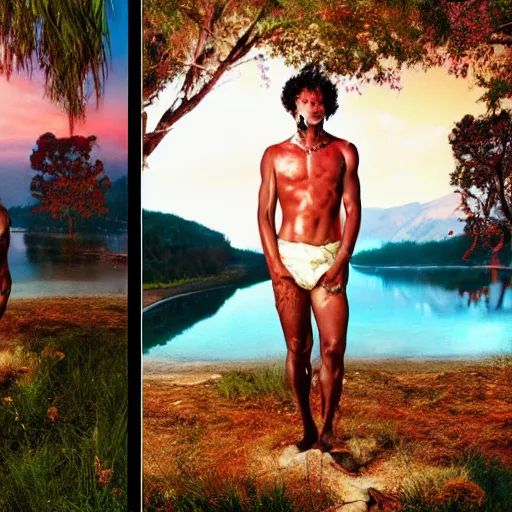 Image similar to a portrait of a character in a scenic environment by David Lachapelle