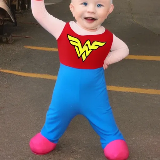 Prompt: Piglet dressed as wonder woman