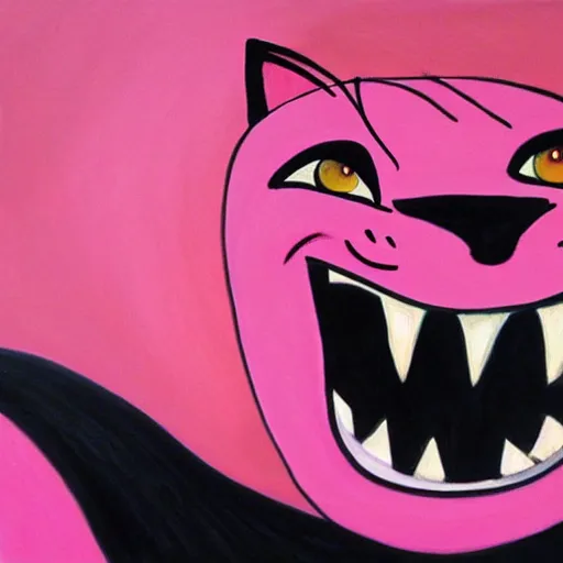 Prompt: a painting of pink panther as a vampire