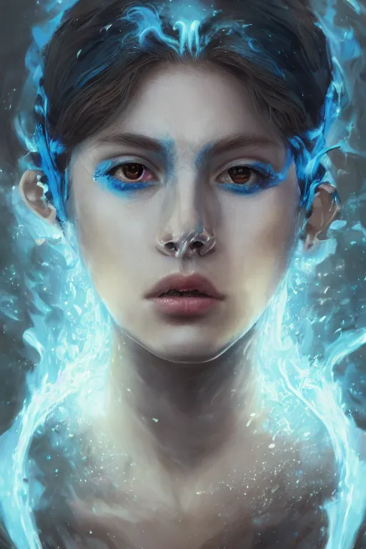 Prompt: a beautiful portrait of a young Demon women covered in blue and white flames with an intense look on her face by Greg Rutkowski, Sung Choi, Mitchell Mohrhauser, Maciej Kuciara, Johnson Ting, Maxim Verehin, Peter Konig, Bloodborne , 8k photorealistic, cinematic lighting, HD, high details, atmospheric , trending on artstation