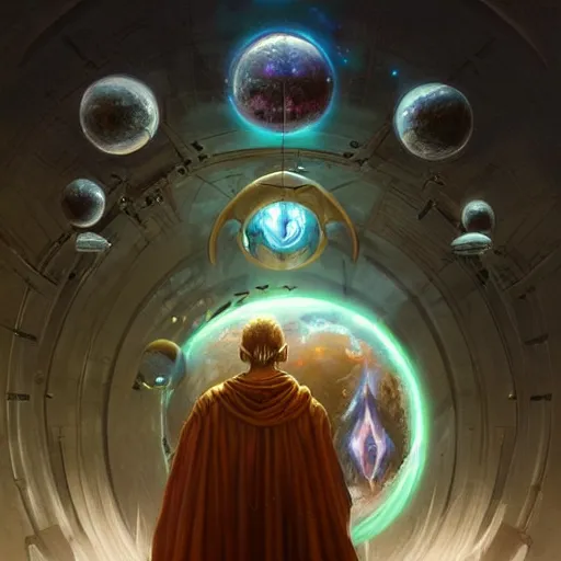 Image similar to the creator of worlds wearing a cloak and holding a holographic planet projection in his hand, detailed, sci - fi, digital painting, artstation, sharp focus, illustration, ominous, artgerm, tomasz alen kopera, peter mohrbacher, donato giancola, joseph christian leyendecker, wlop, frank frazetta