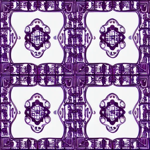 Image similar to an ornate cubic purple bauhaus tileable design