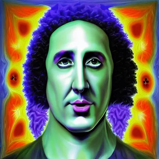 Image similar to weird al as god, infinite, fractal, painting