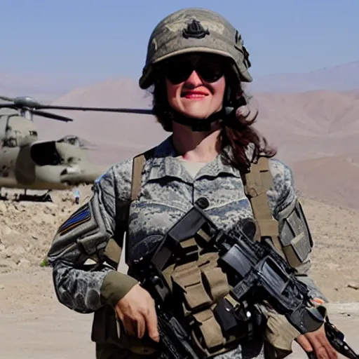 Prompt: Photo of Staff Sergeant Sheryl Sandberg, JSOC operator in Afghanistan