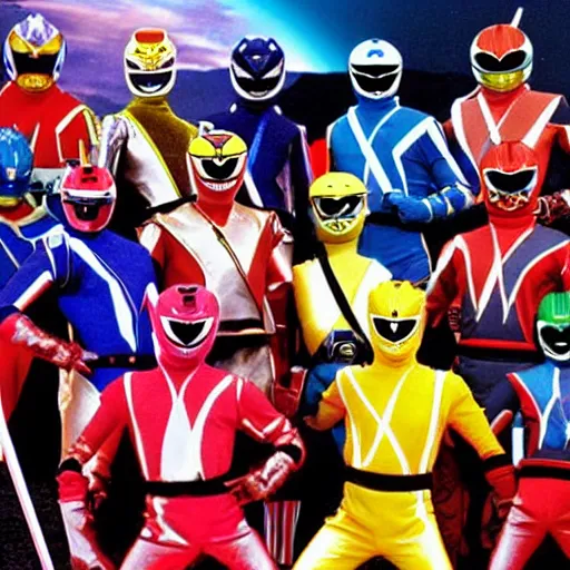 Image similar to every single power ranger crammed into one photo