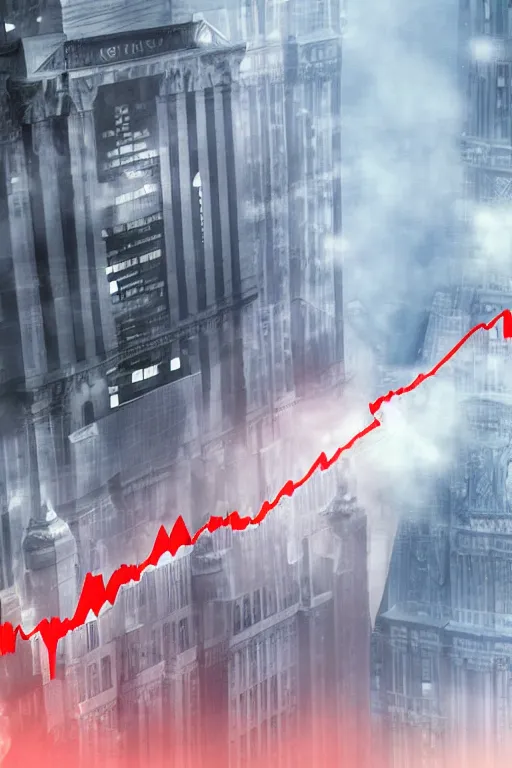 Image similar to stock market collapse, red charts, recession, fantasy, matte painting, office, trader