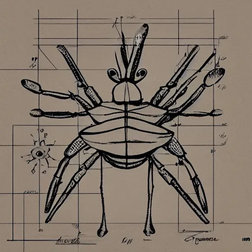 Image similar to mr krabs as a blueprint by leonardo davinci