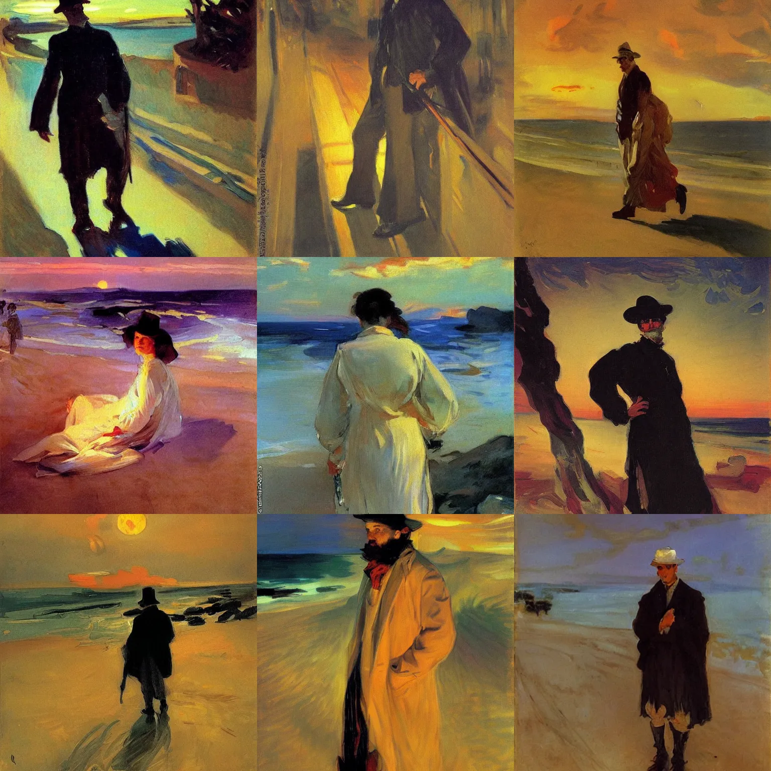 Prompt: Wanderer of the night, painted by Sorolla