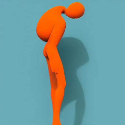 Prompt: 3 d sculpture of a generic person figure, simple shape, minimalist, icon style, high quality, high resolution, cgi, octane, redshift, art station, behance, 3 d art, 3 d render, hdri lighting, studio lighting, blue figure, orange background