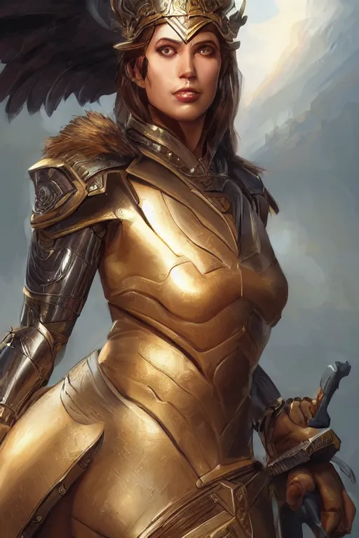 Image similar to amazon valkyrie athena, d & d, fantasy, portrait, highly detailed, headshot, digital painting, trending on artstation, concept art, sharp focus, illustration, art by artgerm and greg rutkowski and magali villeneuve