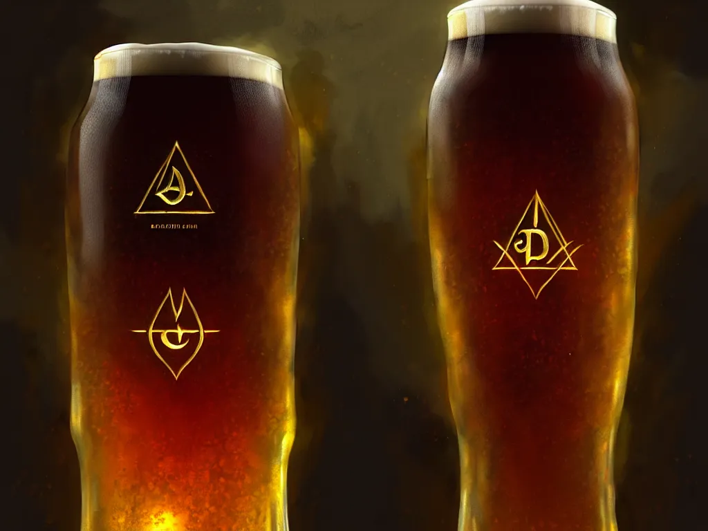 Image similar to dogma beer, mason, illuminati, logo,, highly detailed, digital painting, artstation, concept art, matte, sharp focus, art by aenaluck and roberto ferri and greg rutkowski, epic, missing teeth [