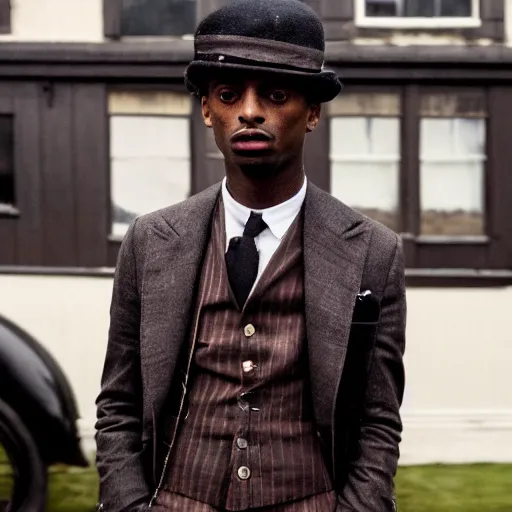 Image similar to playboi carti in peaky blinders 4 k the detailed super realistic