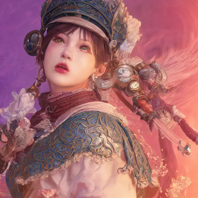 Image similar to studio portrait of neutral good colorful female cleric bard healer as absurdly beautiful, gorgeous, elegant, young gravure idol, an ultrafine hyperdetailed illustration by kim jung gi, irakli nadar, intricate linework, sharp focus, bright colors, octopath traveler, final fantasy, unreal engine 5 highly rendered, global illumination, radiant light, detailed and intricate environment