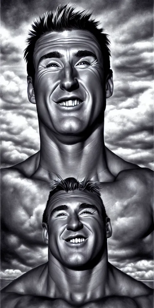 Prompt: hyperrealism billy herrington wallpaper in style of rob gonsalves, giger, araki nobuyoshi