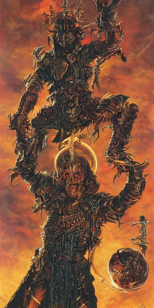 Image similar to Artwork by Clyde Caldwell of The Sanguinary Grail.