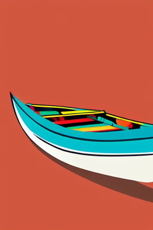 Prompt: minimalist boho style art of colorful rowing boat, illustration, vector art