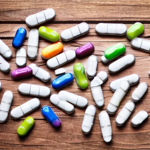 Image similar to 20 generic pills on a table