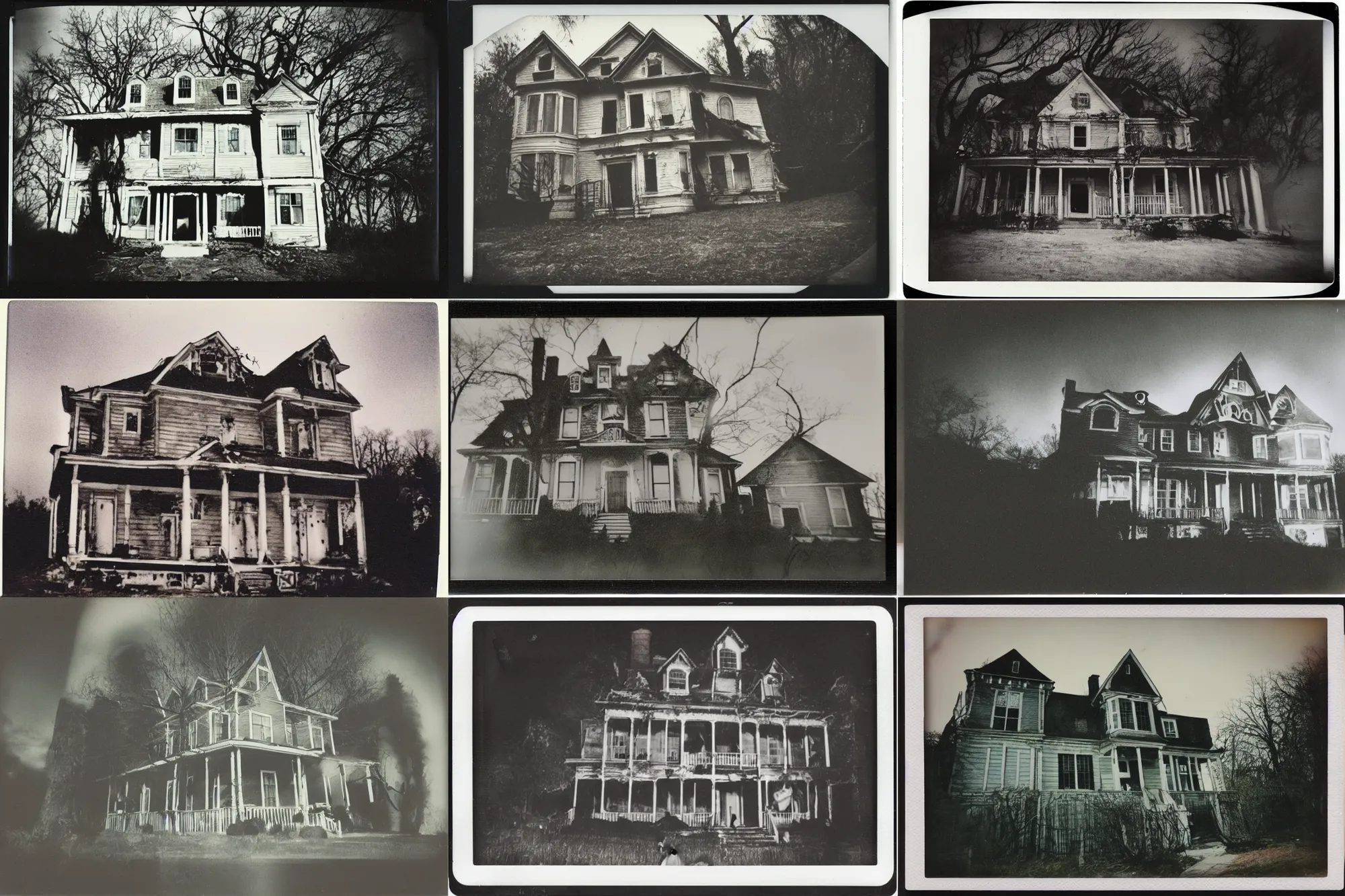 Prompt: Polaroid photo of a haunted house designed by Dr Seuss