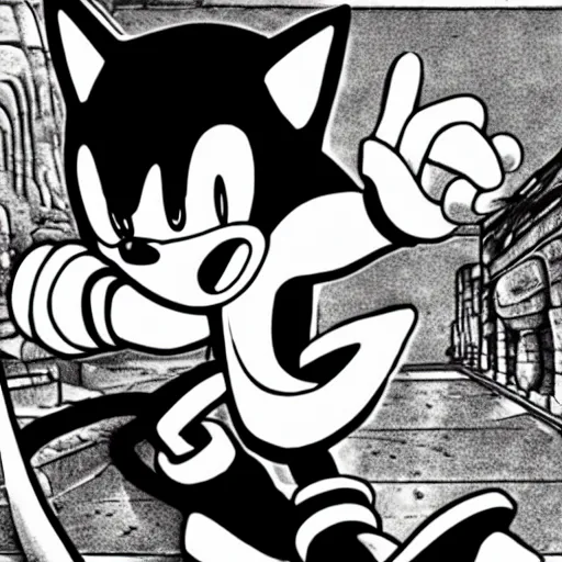 Prompt: sonic the hedgehog as the dictator of mexico in 1 9 7 6 black and white photograph