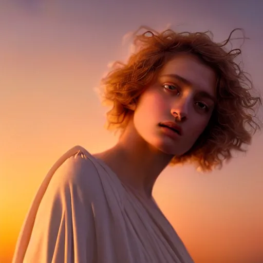 Image similar to photographic portrait of a stunningly beautiful greek renaissance female in soft dreamy light at sunset, contemporary fashion shoot, by edward robert hughes, annie leibovitz and steve mccurry, david lazar, jimmy nelsson, breathtaking, 8 k resolution, extremely detailed, beautiful, establishing shot, artistic, hyperrealistic, beautiful face, octane render