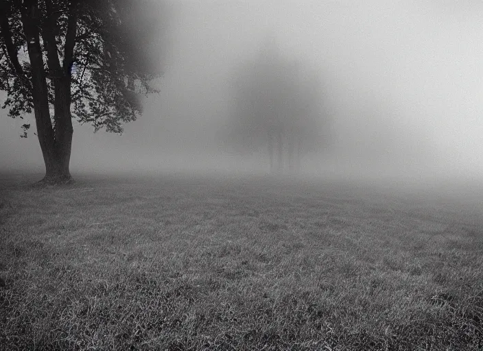 Image similar to high resolution black and white photography with a 3 5 mm f / 2 2. 0 lens of architectural building blocks bulgaria in the middle of nowhere in the 8 0's, there is fog. fine art photography and very detailed