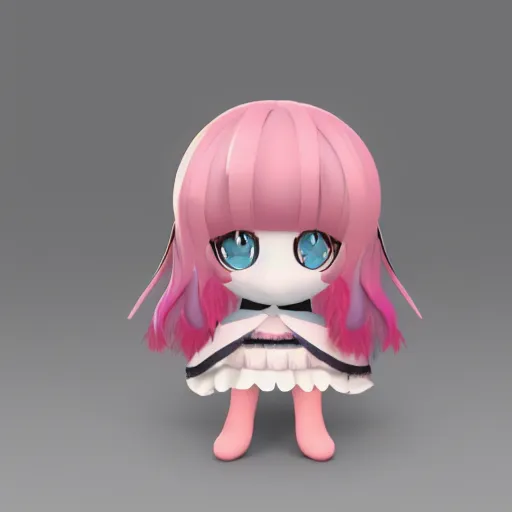 Prompt: cute fumo plush of a girl who loves to party, three point lighting, vray