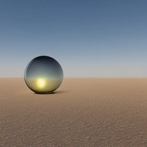 Image similar to a huge transparent sphere in a desert