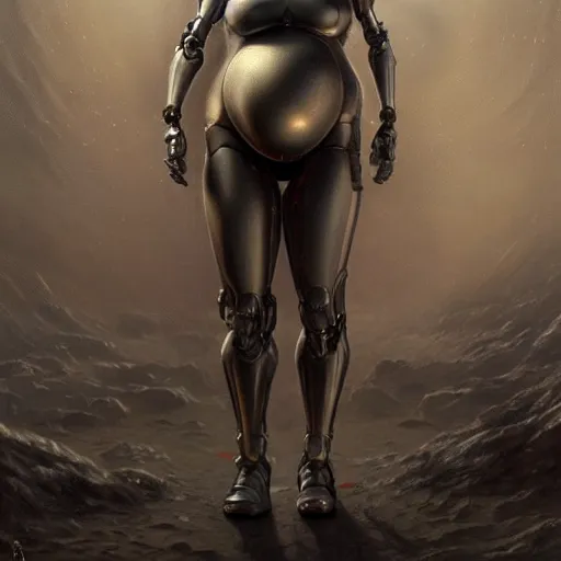 Image similar to pregnant female cyborg, robot anatomy elements, female body elements, cozy atmospheric and cinematic lighting, ultra rendered extreme realism and detail 8 k, realistic, giger, in the style of greg rutkowski, by artgerm, by gustave dore, by marco turini, photorealistic, elegant, sharp focus,
