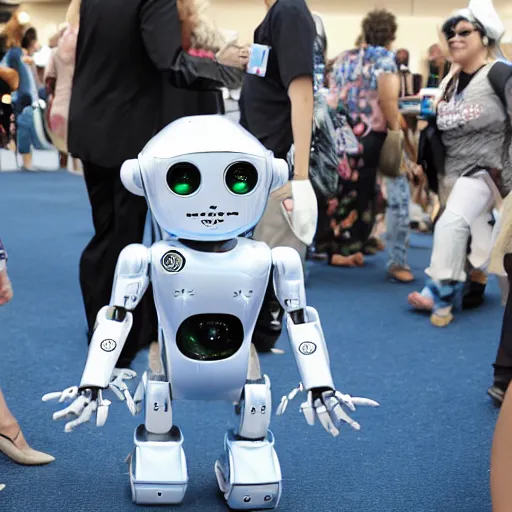 Prompt: !dream LOS ANGELES, CA JUNE 7 2024: One of the cutest robots at the convention demands a hug.