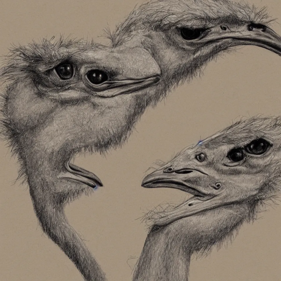 Image similar to a sketch of an ostrich