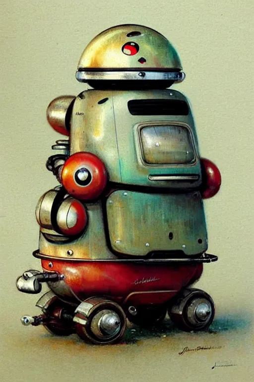 Image similar to ( ( ( ( ( 1 9 5 0 s retro future android robot fat robot ladybug wagon. muted colors., ) ) ) ) ) by jean - baptiste monge,!!!!!!!!!!!!!!!!!!!!!!!!!