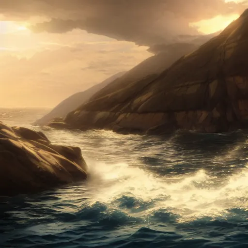 Prompt: Whipping of the Hellespont, realistic, dramatic lighting, by Makoto Shinkai