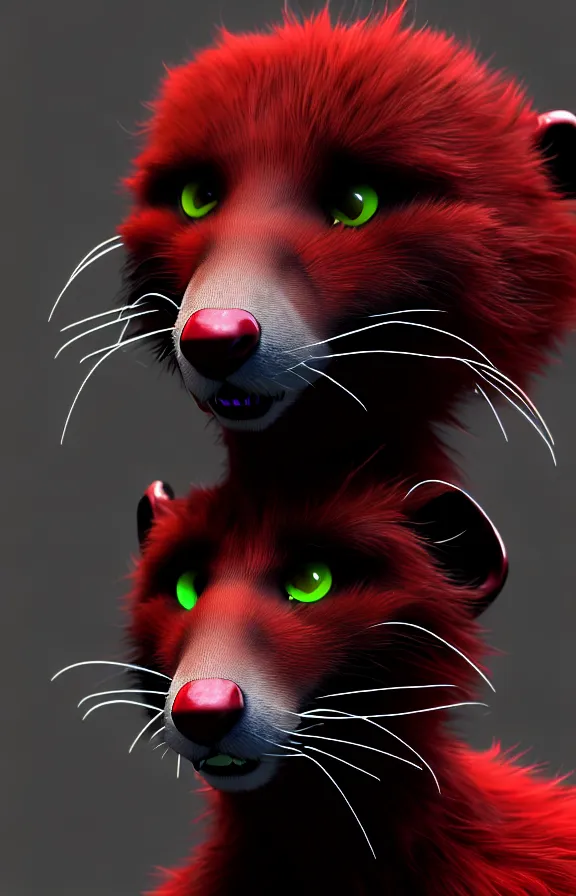 Image similar to furry - male - red - black - weasel - chaos theorist - fursona uhd ue 5 visual novel pc game expressions, photorealistic