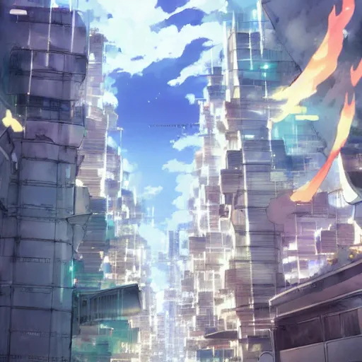 Flame Contaminated City of Fuyuki, anime concept art | Stable Diffusion ...