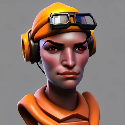 Image similar to 3 d render portrait of engineer from team fortress 2 by valve as a woman, 4 k, 8 k, hd, high resolution, highly detailed, intricate detail, ultra realistic faces, digital art, trending on artstation, team fortress 2