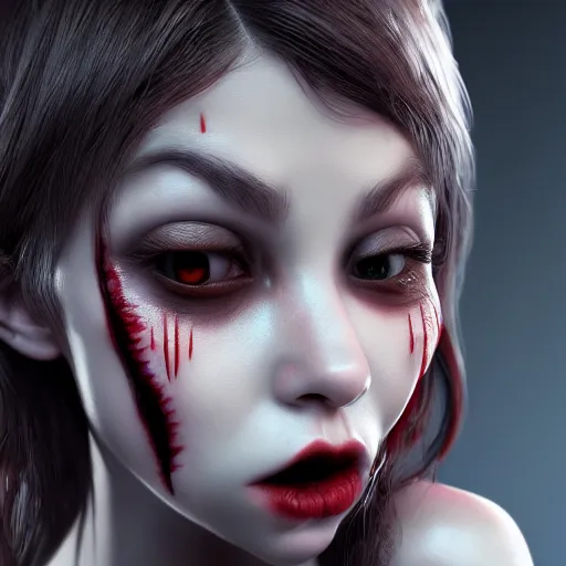 Image similar to cute vampire, ultra realistic, concept art, intricate details, dark vibe, highly detailed, photorealistic, octane render, 8 k, unreal engine,