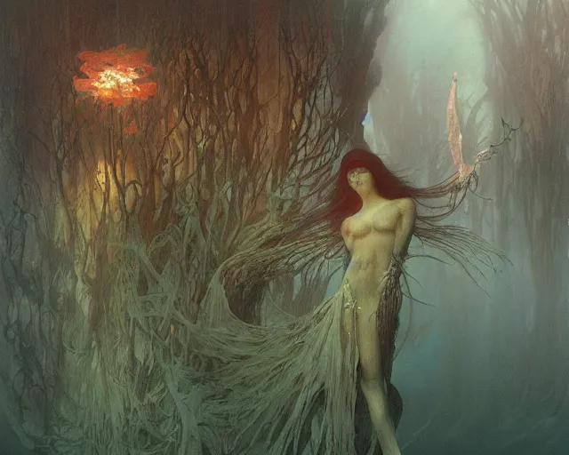 Prompt: the first sight after death, underwater scene, painted by zdzislaw beksinski and artgerm and greg rutkowski and alphonse mucha and rene laloux