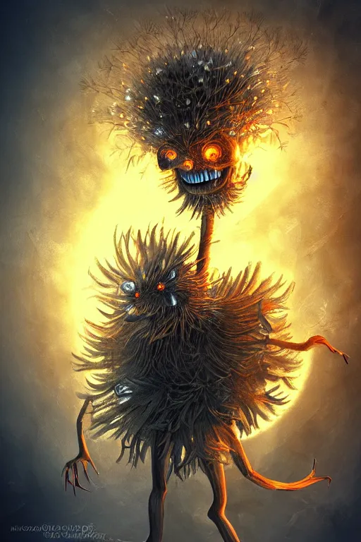 Image similar to a glowing humanoid figure dandelion monster with large glowing eyes, highly detailed, digital art, sharp focus, trending on art station, artichoke, anime art style