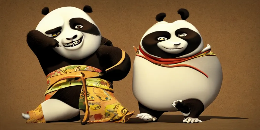 Image similar to mr bean in kung fu panda style, digital art, unreal engine