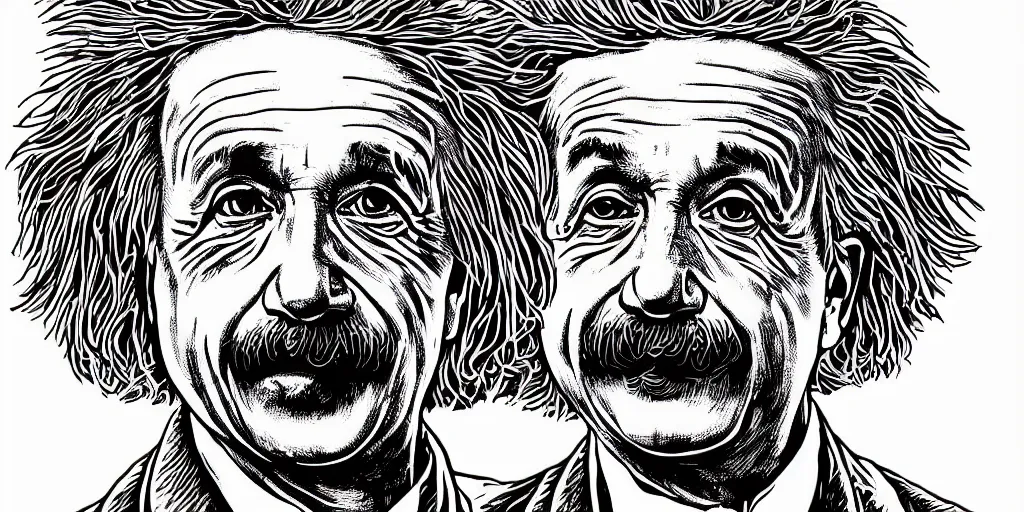 Image similar to portrait of albert einstein in front of a space - time diagram, by laurie greasley