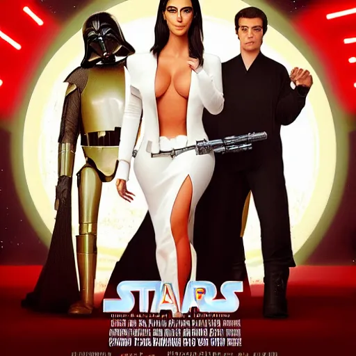 Prompt: kim kardashian in star wars movie poster high detail