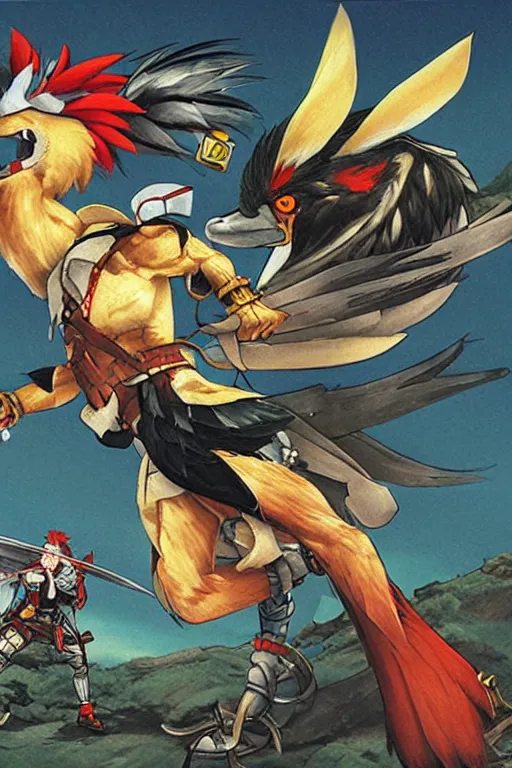 Image similar to Anthropomorphic bird fighter by Capcom, Akiman, Kinu Nishimura, Daigo Ikeno
