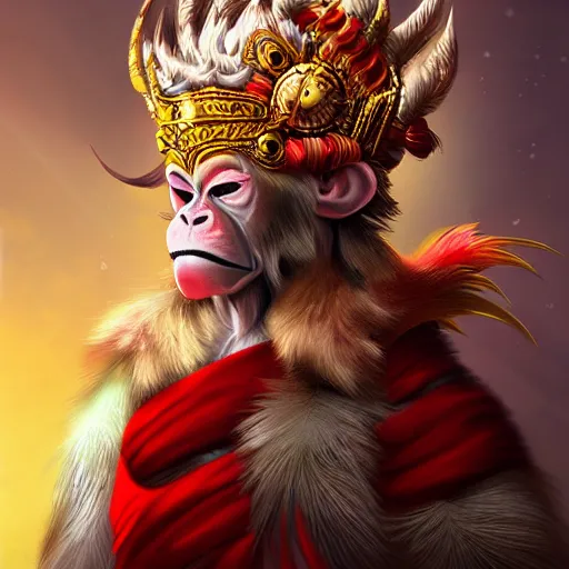 Image similar to the monkey king. Digital art. Trending on Artstation.