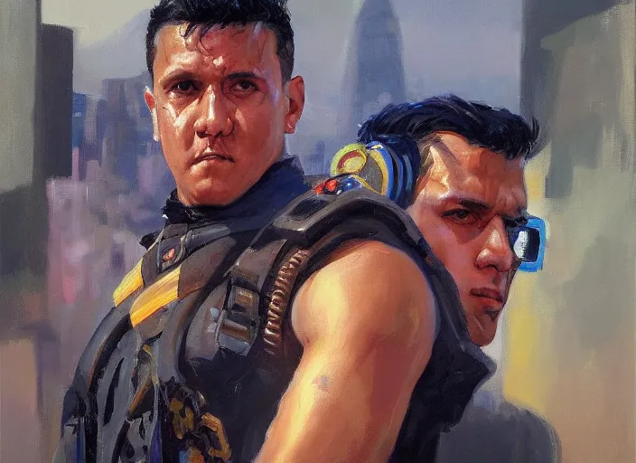 Prompt: a highly detailed beautiful portrait of alexis sanchez cyberpunk, by gregory manchess, james gurney, james jean