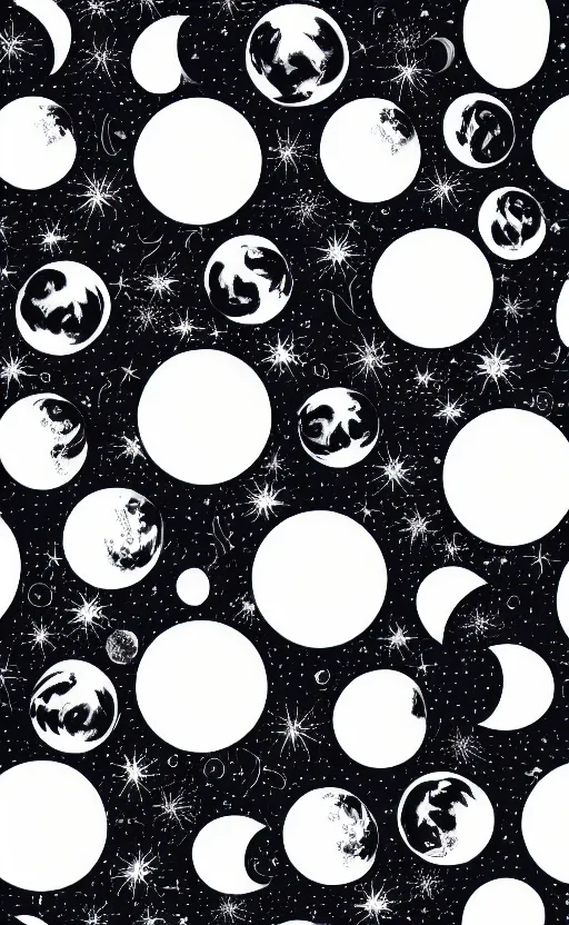 Image similar to phases of the moon pattern black background