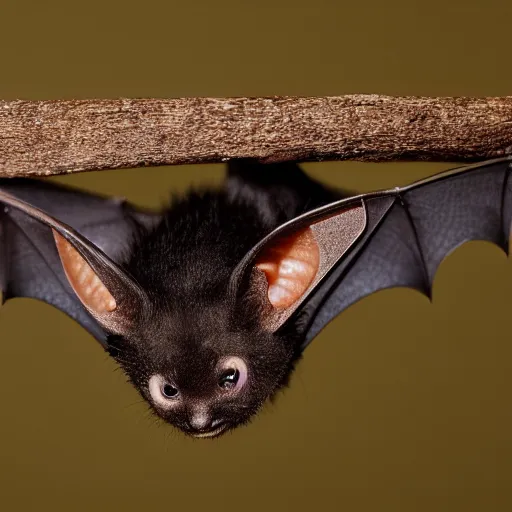 Prompt: a long exposure shot of a bat kitten working on a readymade object, archival pigment print