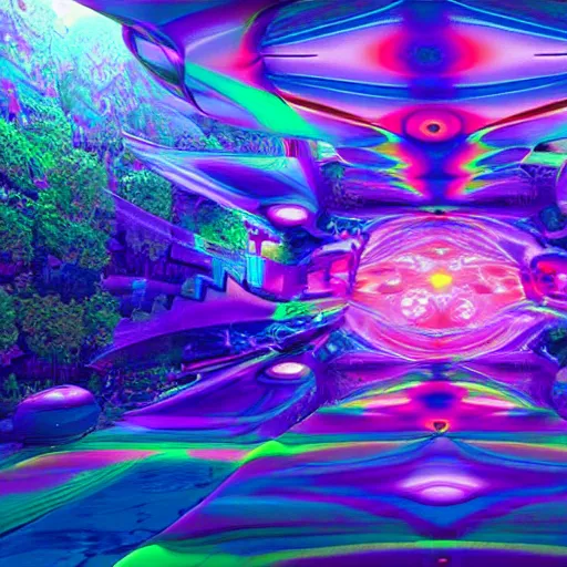 Prompt: a psychedelic 3 d octane render of a dmt trip, hyperrealistic, 8 k, photorealism, unreal engine