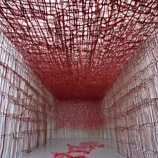 Image similar to fantastical structures by Chiharu Shiota