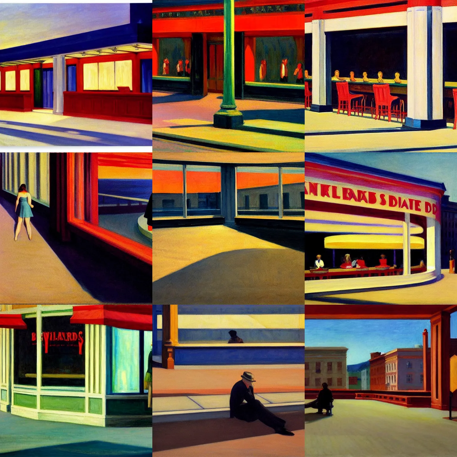 Prompt: Boulevard of Broken Dreams by Edward Hopper